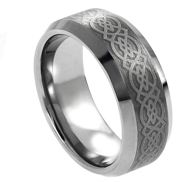 Other - 8mm Flat Celtic Dragon men's Tungsten Band Ring
